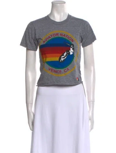 Pre-owned Aviator Nation Graphic Print Crew Neck T-shirt In Gray