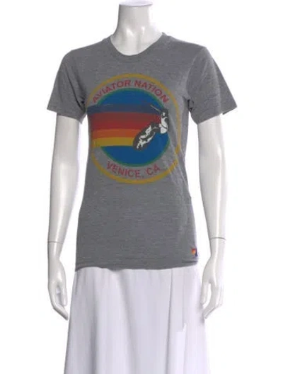 Pre-owned Aviator Nation Graphic Print Crew Neck T-shirt In Gray