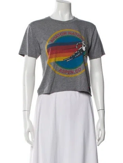 Pre-owned Aviator Nation Graphic Print Crew Neck T-shirt In Gray