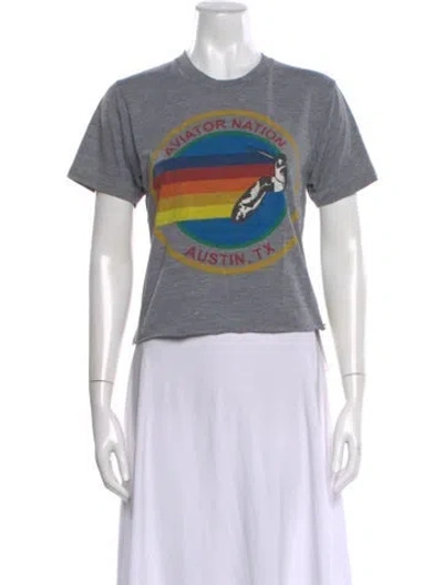 Pre-owned Aviator Nation Graphic Print Crew Neck T-shirt In Gray