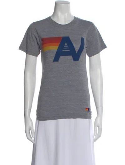Pre-owned Aviator Nation Graphic Print Crew Neck T-shirt In Gray