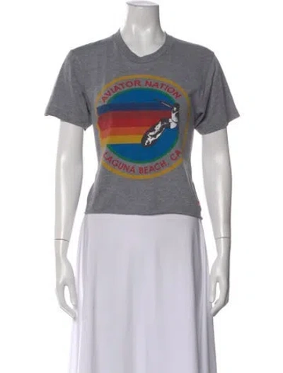 Pre-owned Aviator Nation Graphic Print Crew Neck T-shirt In Gray