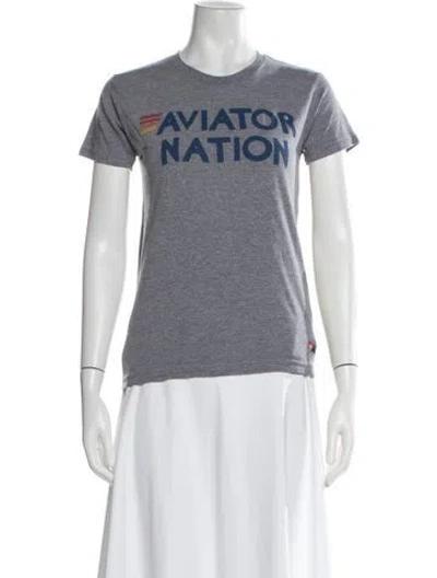 Pre-owned Aviator Nation Graphic Print Crew Neck T-shirt In Gray