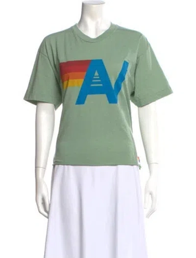 Pre-owned Aviator Nation Graphic Print Crew Neck T-shirt In Green