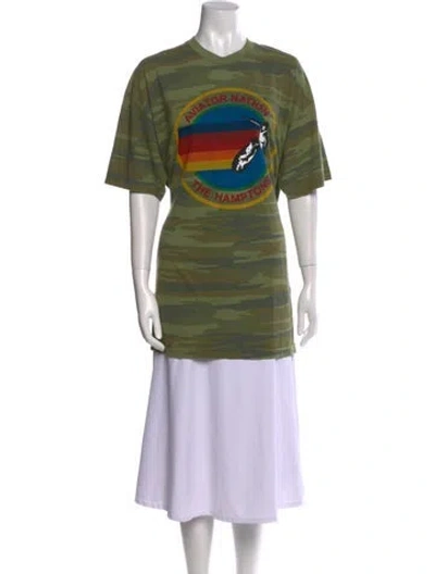 Pre-owned Aviator Nation Graphic Print Crew Neck T-shirt In Green