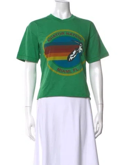 Pre-owned Aviator Nation Graphic Print Crew Neck T-shirt In Green