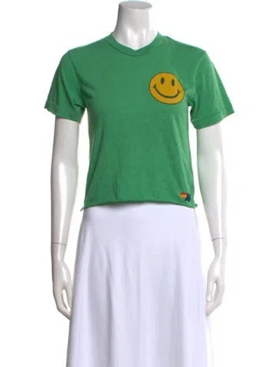 Pre-owned Aviator Nation Graphic Print Crew Neck T-shirt In Green