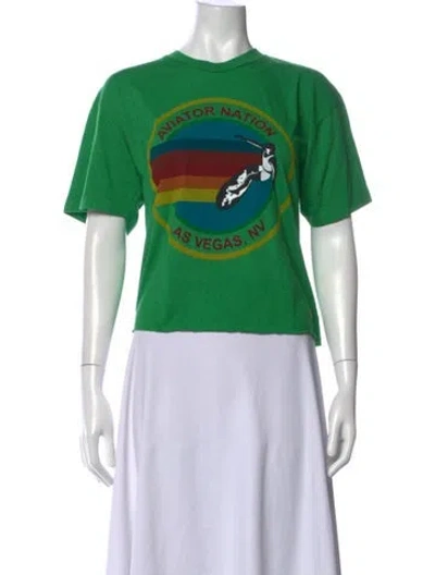 Pre-owned Aviator Nation Graphic Print Crew Neck T-shirt In Green