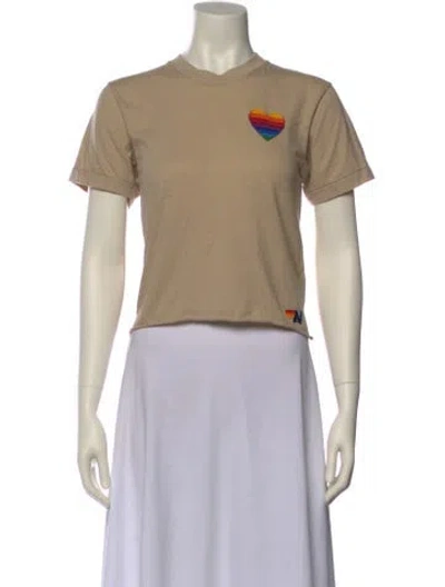 Pre-owned Aviator Nation Graphic Print Crew Neck T-shirt In Neutral