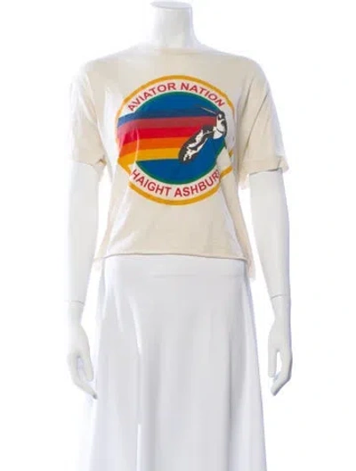 Pre-owned Aviator Nation Graphic Print Crew Neck T-shirt In Neutral