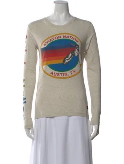 Pre-owned Aviator Nation Graphic Print Crew Neck T-shirt In Neutral