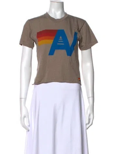 Pre-owned Aviator Nation Graphic Print Crew Neck T-shirt In Neutral