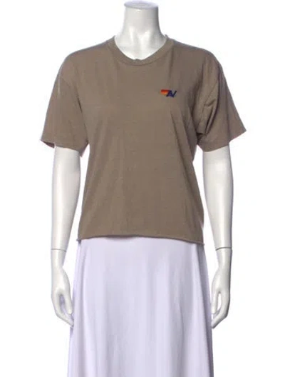 Pre-owned Aviator Nation Graphic Print Crew Neck T-shirt In Neutrals