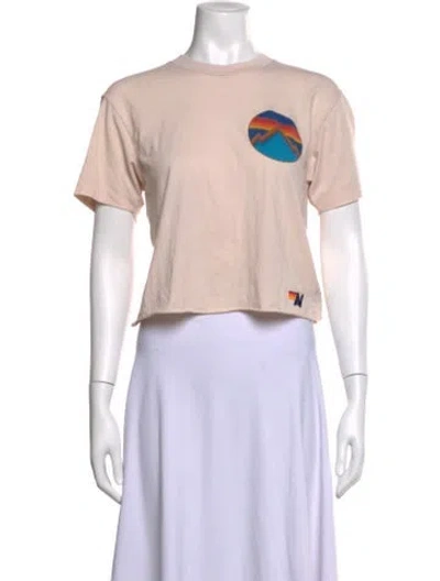 Pre-owned Aviator Nation Graphic Print Crew Neck T-shirt In Neutrals