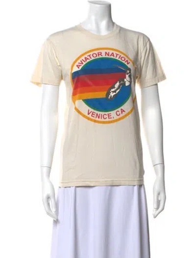 Pre-owned Aviator Nation Graphic Print Crew Neck T-shirt In Neutrals