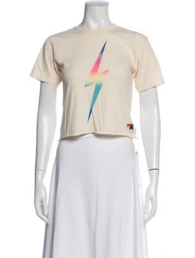 Pre-owned Aviator Nation Graphic Print Crew Neck T-shirt In Neutrals