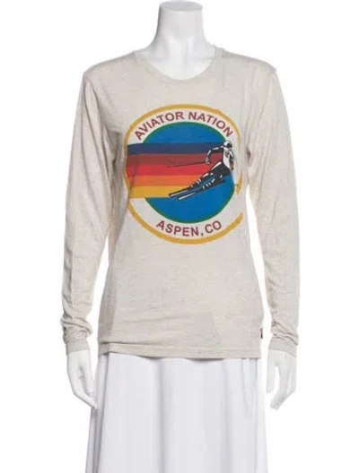 Pre-owned Aviator Nation Graphic Print Crew Neck T-shirt In Neutrals