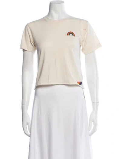 Pre-owned Aviator Nation Graphic Print Crew Neck T-shirt In Neutrals