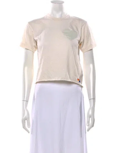 Pre-owned Aviator Nation Graphic Print Crew Neck T-shirt In Neutrals/white