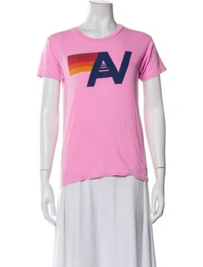 Pre-owned Aviator Nation Graphic Print Crew Neck T-shirt In Pink