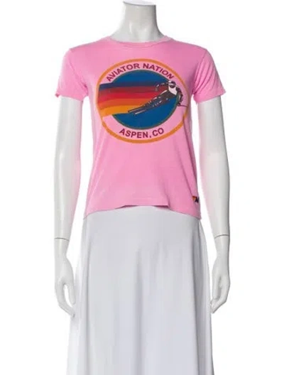 Pre-owned Aviator Nation Graphic Print Crew Neck T-shirt In Pink