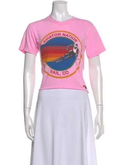 Pre-owned Aviator Nation Graphic Print Crew Neck T-shirt In Pink