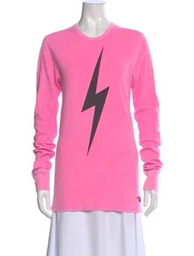 Pre-owned Aviator Nation Graphic Print Crew Neck T-shirt In Pink