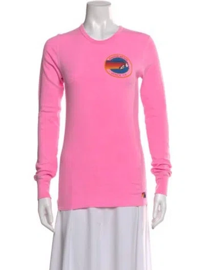 Pre-owned Aviator Nation Graphic Print Crew Neck T-shirt In Pink