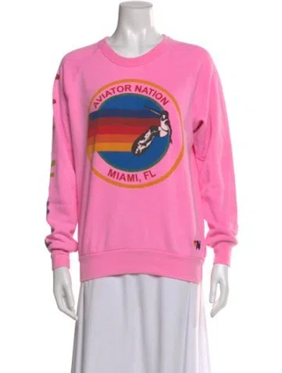 Pre-owned Aviator Nation Graphic Print Crew Neck T-shirt In Pink