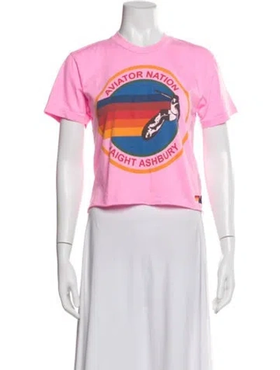 Pre-owned Aviator Nation Graphic Print Crew Neck T-shirt In Pink
