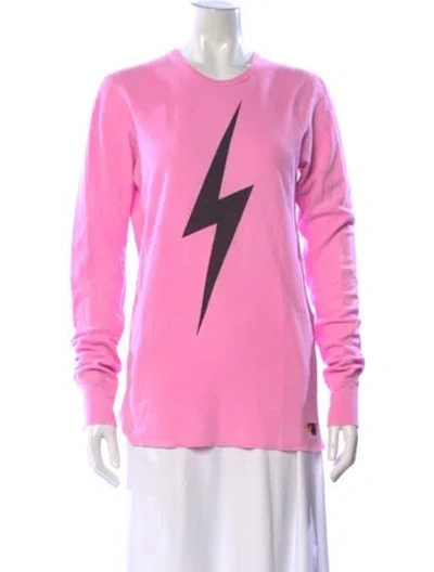 Pre-owned Aviator Nation Graphic Print Crew Neck T-shirt In Pink