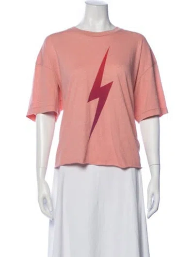 Pre-owned Aviator Nation Graphic Print Crew Neck T-shirt In Pink