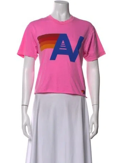 Pre-owned Aviator Nation Graphic Print Crew Neck T-shirt In Pink