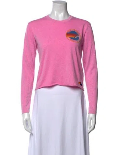 Pre-owned Aviator Nation Graphic Print Crew Neck T-shirt In Pink