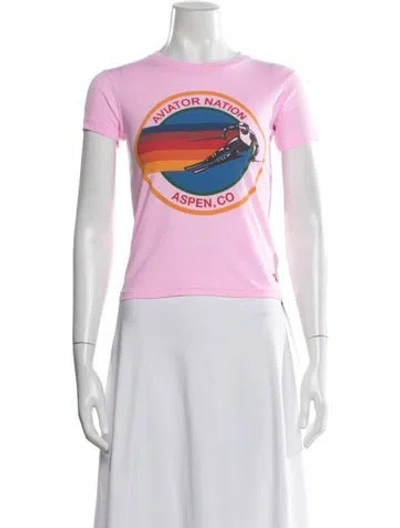 Pre-owned Aviator Nation Graphic Print Crew Neck T-shirt In Pink