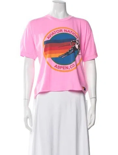 Pre-owned Aviator Nation Graphic Print Crew Neck T-shirt In Pink