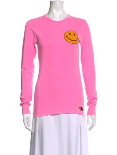 Pre-owned Aviator Nation Graphic Print Crew Neck T-shirt In Pink