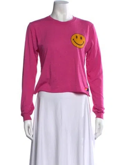 Pre-owned Aviator Nation Graphic Print Crew Neck T-shirt In Pink
