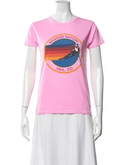 Pre-owned Aviator Nation Graphic Print Crew Neck T-shirt In Pink