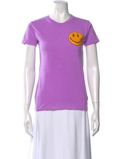 Pre-owned Aviator Nation Graphic Print Crew Neck T-shirt In Purple