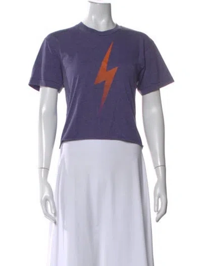 Pre-owned Aviator Nation Graphic Print Crew Neck T-shirt In Purple