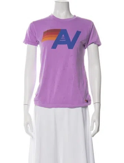 Pre-owned Aviator Nation Graphic Print Crew Neck T-shirt In Purple