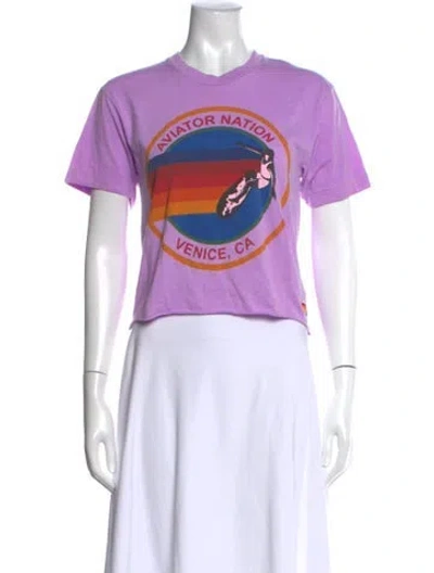 Pre-owned Aviator Nation Graphic Print Crew Neck T-shirt In Purple