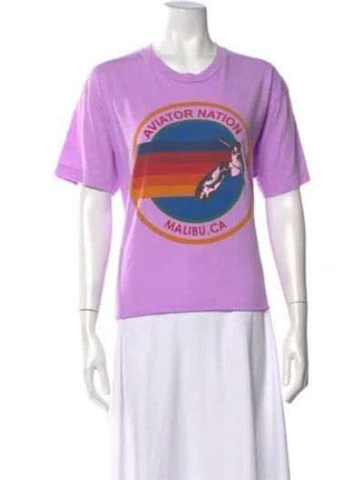 Pre-owned Aviator Nation Graphic Print Crew Neck T-shirt In Purple