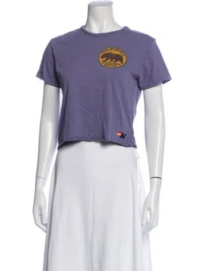 Pre-owned Aviator Nation Graphic Print Crew Neck T-shirt In Purple