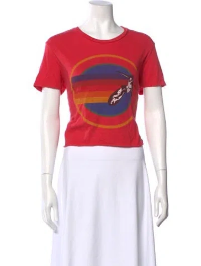 Pre-owned Aviator Nation Graphic Print Crew Neck T-shirt In Red