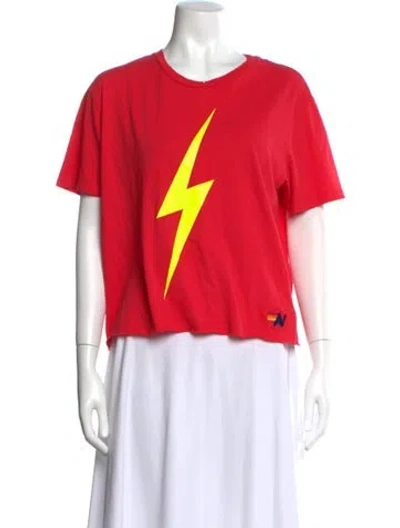 Pre-owned Aviator Nation Graphic Print Crew Neck T-shirt In Red