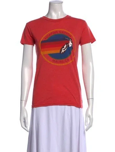 Pre-owned Aviator Nation Graphic Print Crew Neck T-shirt In Red