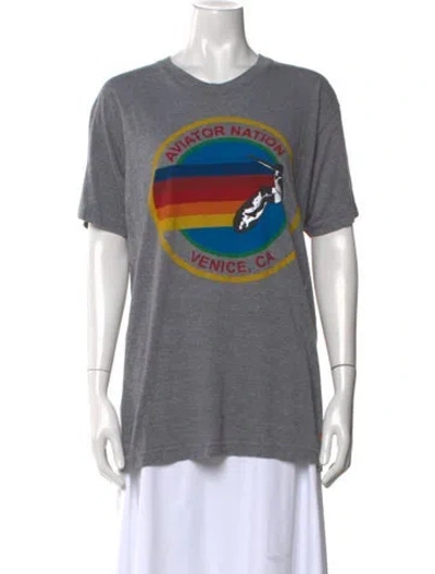 Pre-owned Aviator Nation Graphic Print Crew Neck T-shirt W/ Tags In Gray