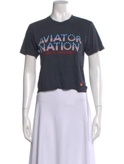 Pre-owned Aviator Nation Graphic Print Crew Neck T-shirt W/ Tags In Gray